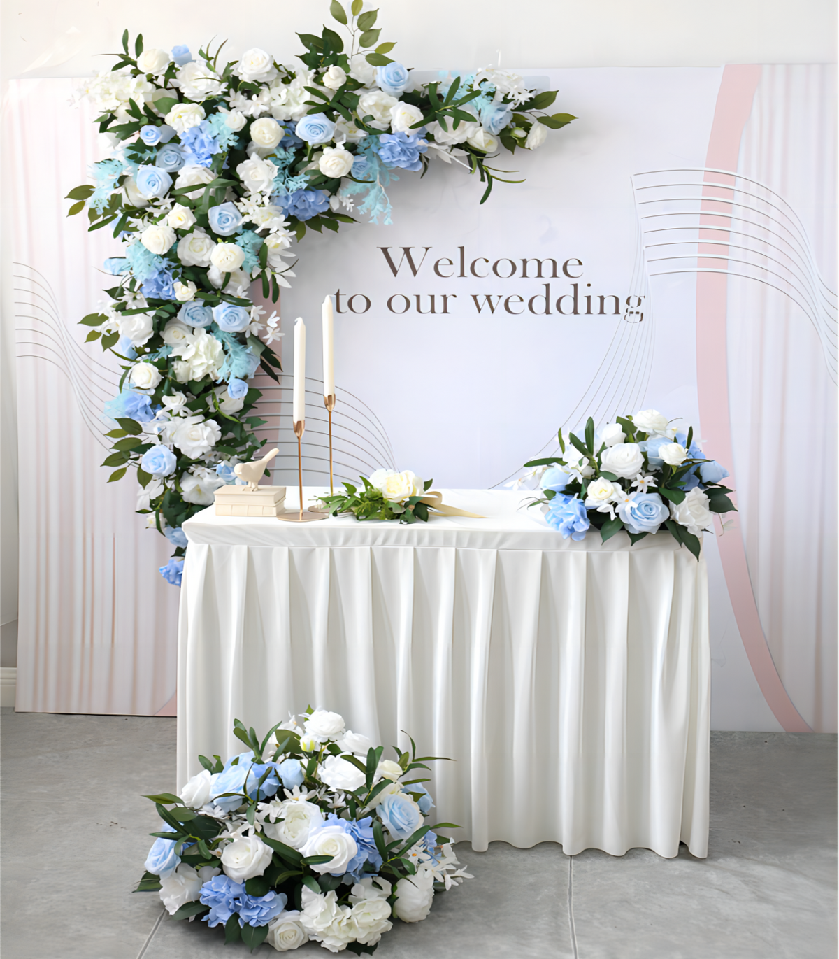 Blue White Hydrangea Peony Artificial Flower Wedding Party Birthday Backdrop Decor CH7343