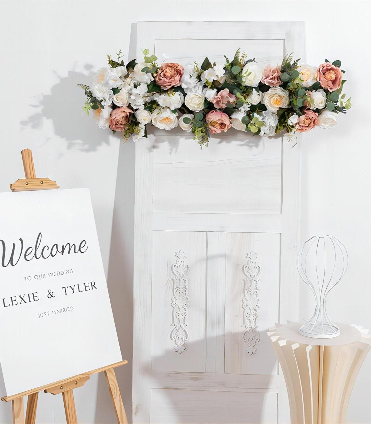 28*100cm White Pink Peony Hydrangea Artificial Flower Wedding Party Birthday Backdrop Decor CH9313-84
