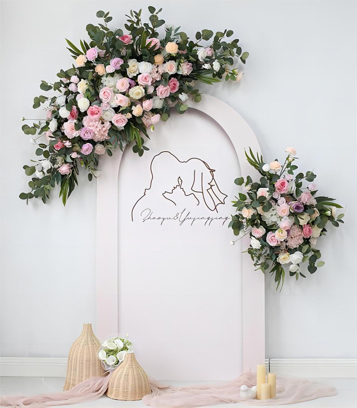 Pink White Rose Hydrangea Artificial Flower Wedding Party Birthday Backdrop Decor CH7334