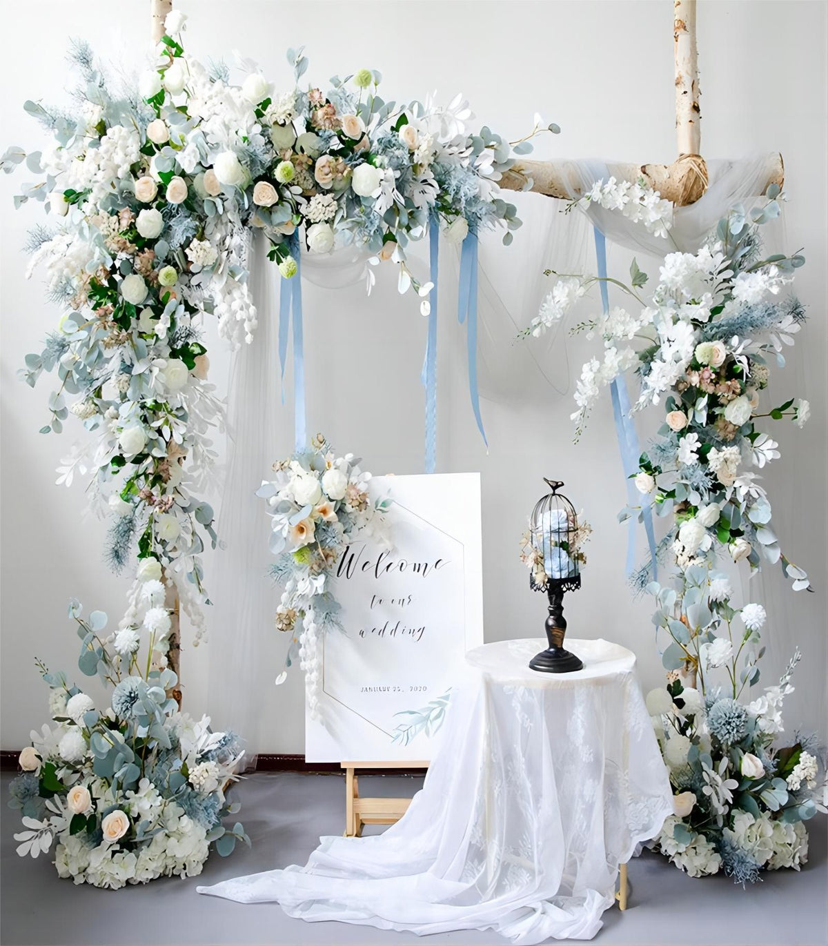 White Blue Rose Artificial Flower Rose Wedding Party Birthday Backdrop Decor CH9313-54