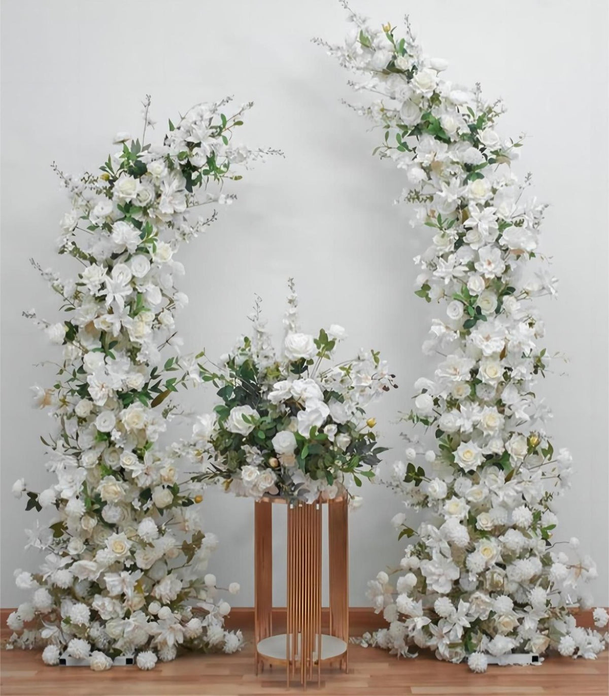 Horn Arch White Orchid Rose Artificial Flower Wedding Party Birthday Backdrop Decor CH9686-6