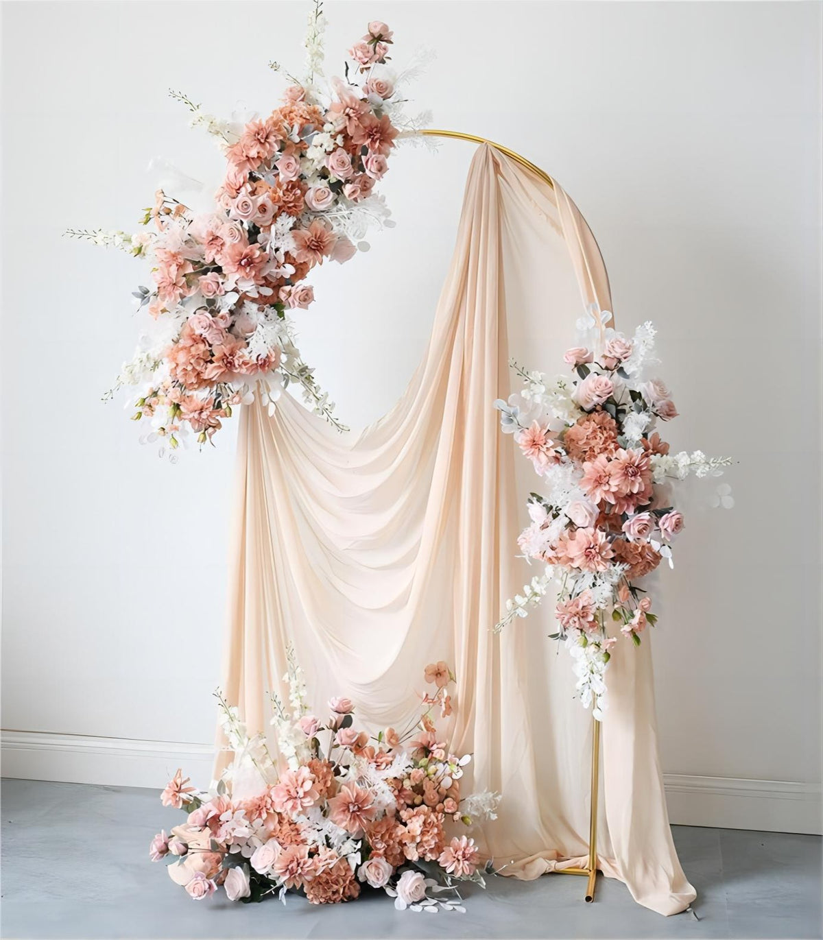 White Brown Pink Dahlia Hydrangea Artificial Flower Wedding Party Birthday Backdrop Decor CH7333