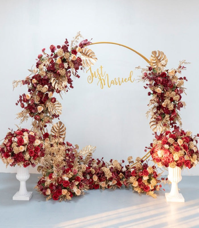 Red Gold Artificial Flower Wedding Party Birthday Backdrop Decor CH4615
