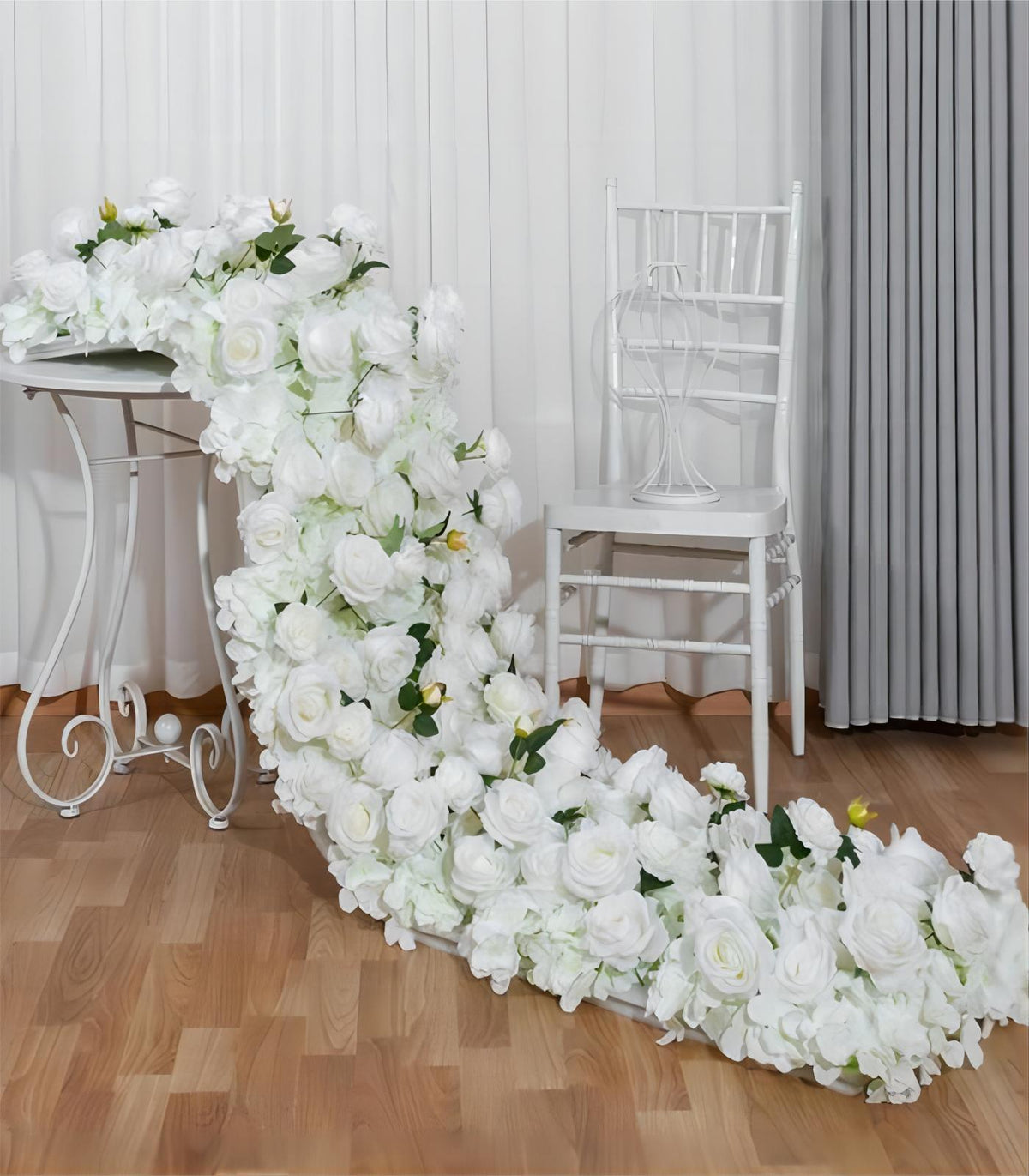 50*200cm White Hydrangea Rose Artificial Flower Wedding Party Birthday Backdrop Decor CH9246