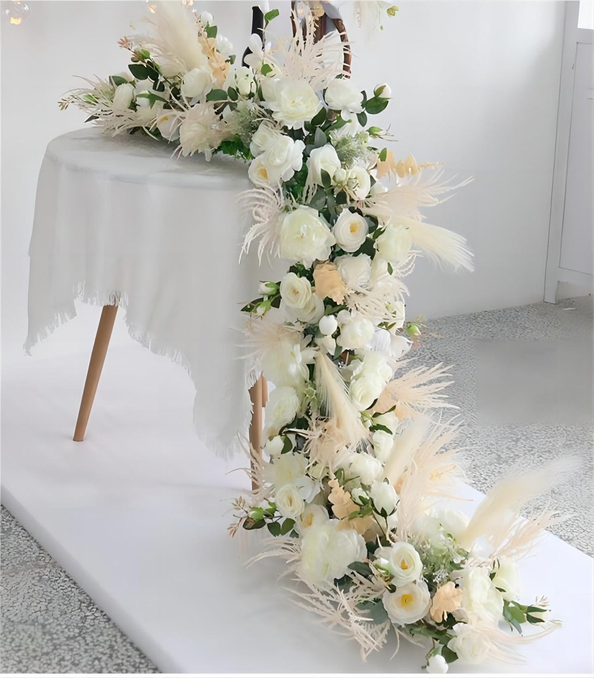 200*35CM White Hydrangea Peony Artificial Flower Wedding Party Birthday Backdrop Decor CH7330