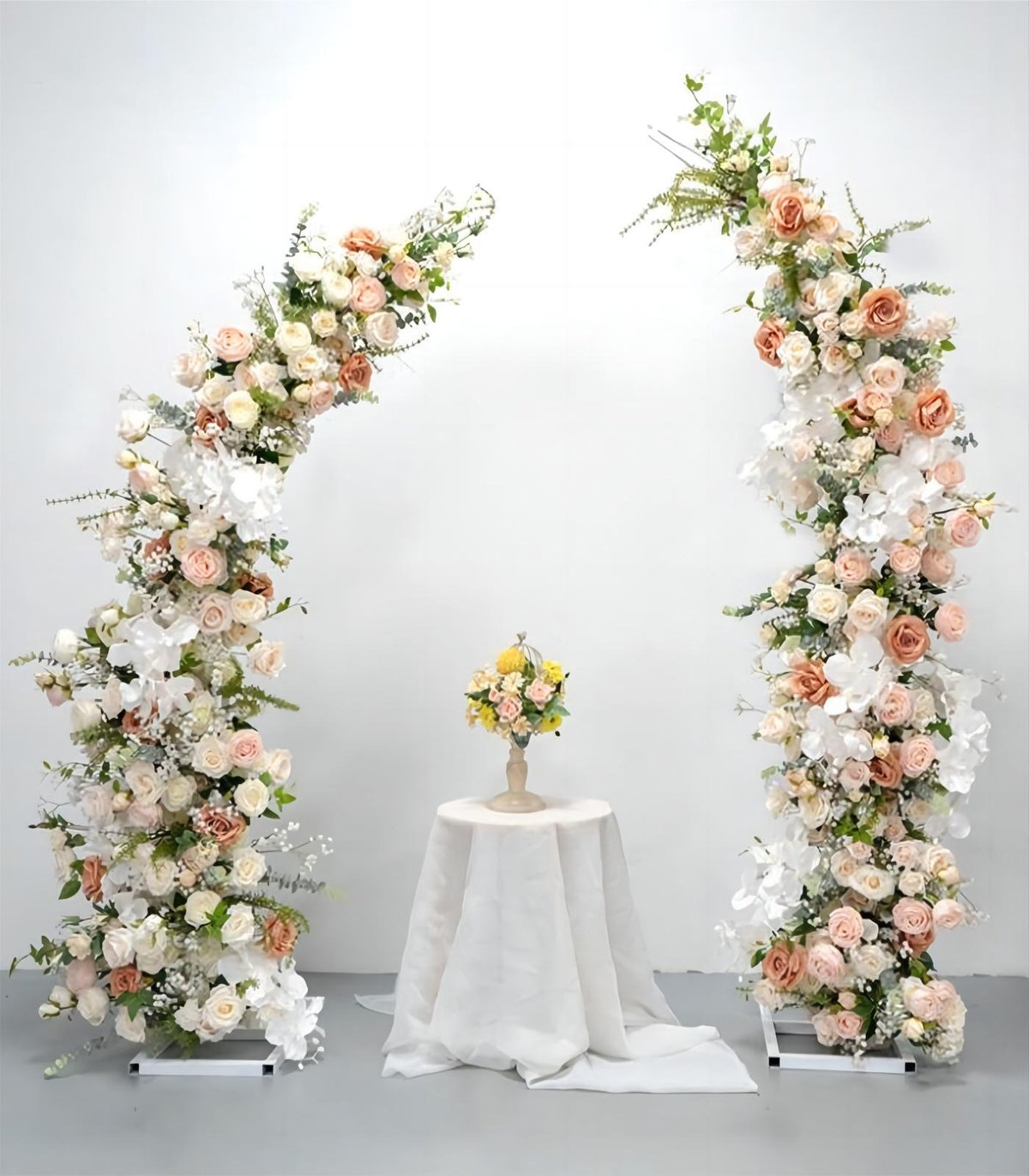 Horn Arch Pink Champagne Rose Artificial Flower Wedding Party Birthday Backdrop Decor CH9686