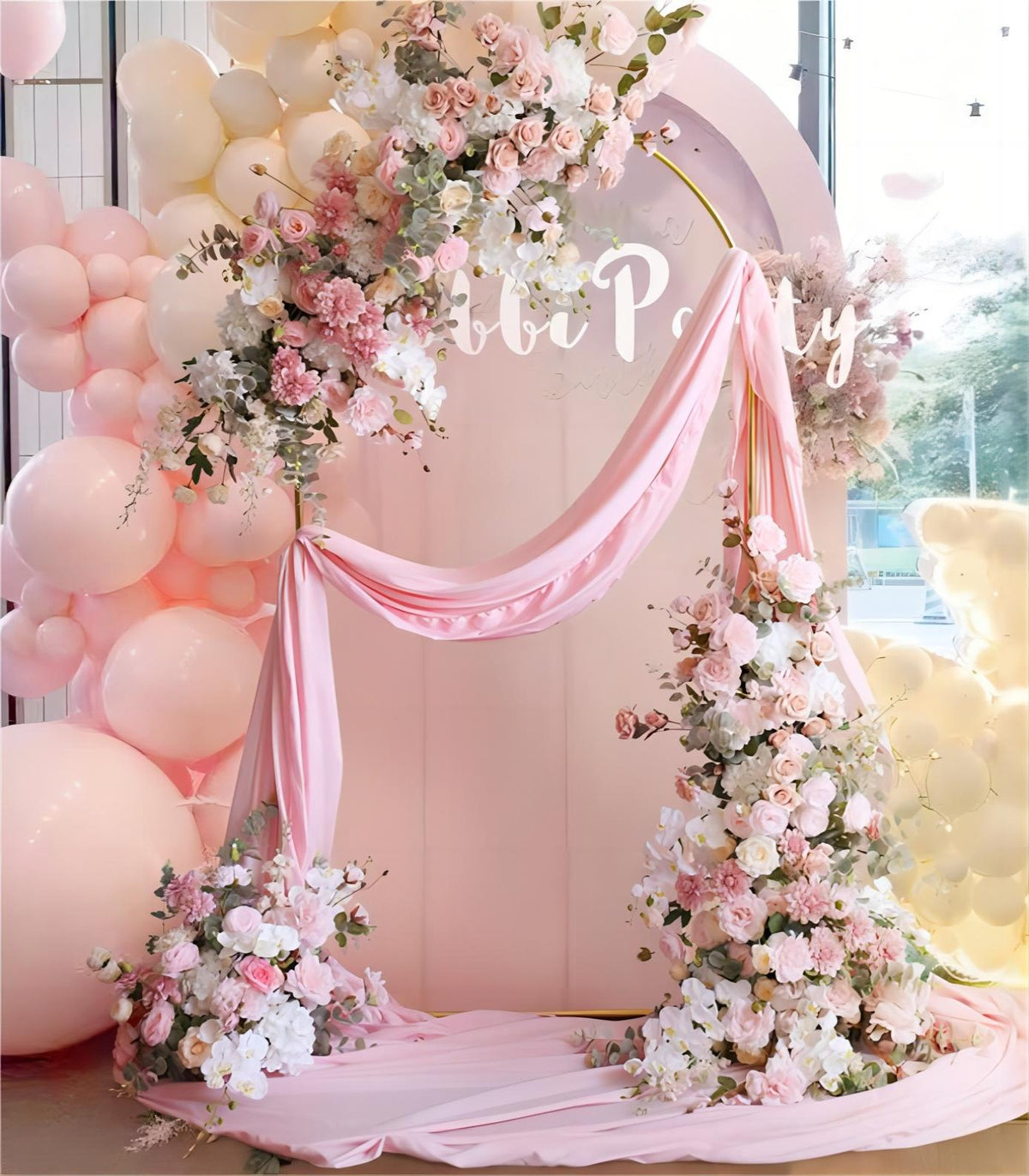 White Pink Rose Hydrangea Artificial Flower Wedding Party Birthday Backdrop Decor CH9314-19