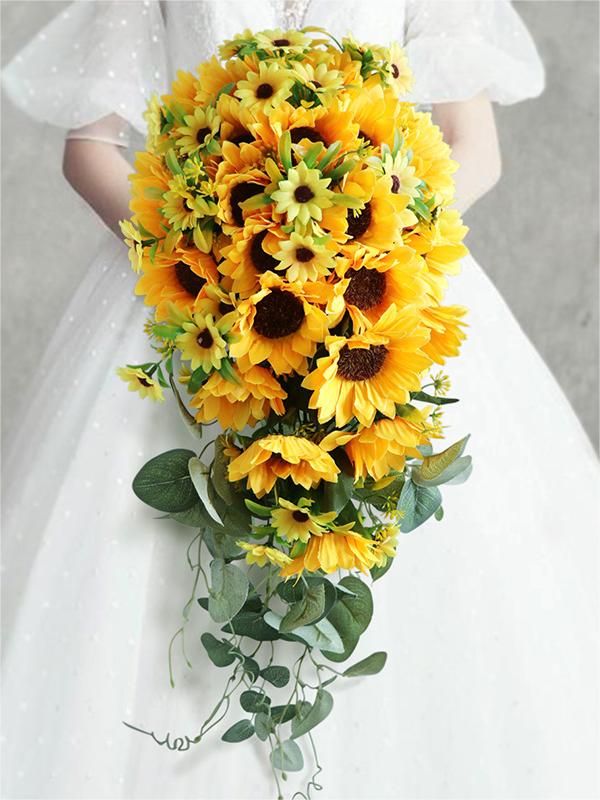 Burgundy & White Artificial Flower Wedding Bridal Bouquets SP7192