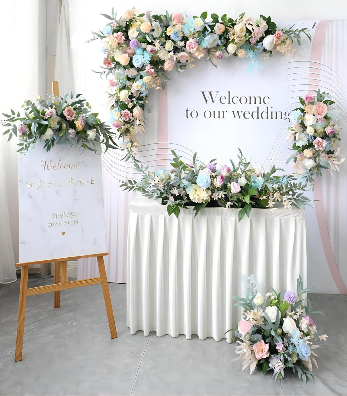 Pink Champagne Rose Hydrangea Artificial Flower Wedding Party Birthday Backdrop Decor CH7342