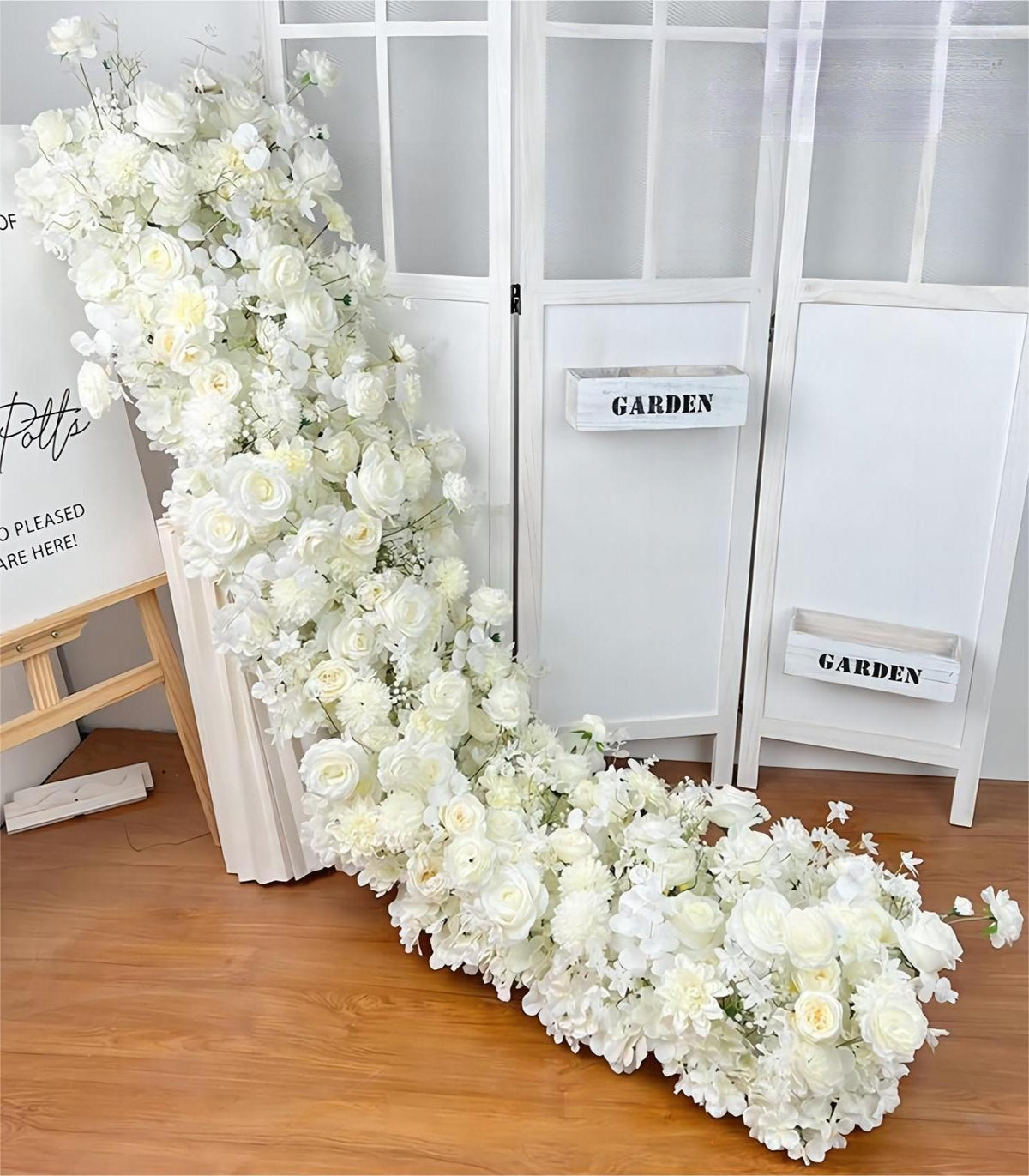 200*40cm White Hydrangea Rose Artificial Flower Wedding Party Birthday Backdrop Decor CH7527
