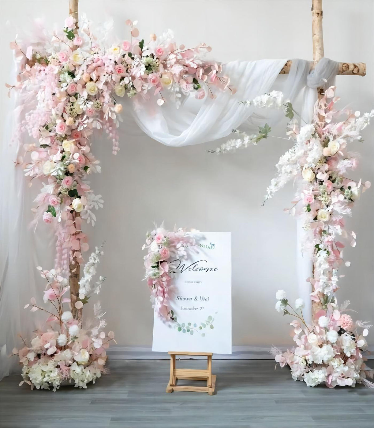 White Pink Hydrangea Rose Artificial Flower Wedding Party Birthday Backdrop Decor CH9638