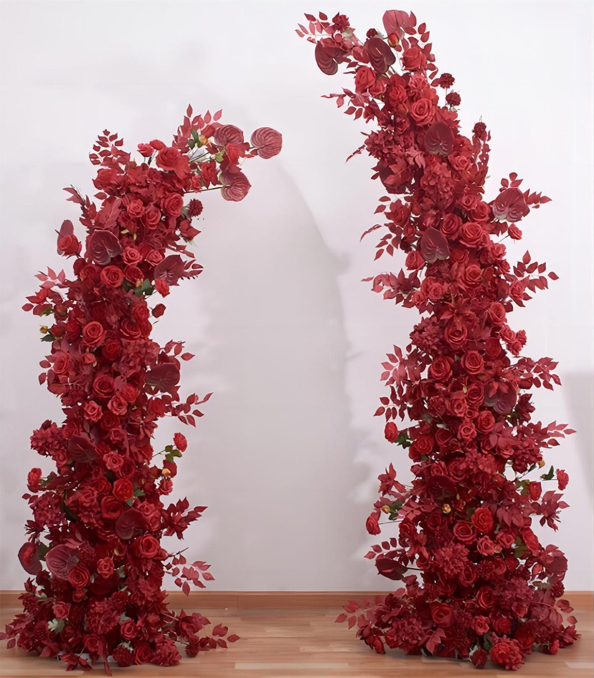 Horn Arch Red Anthurium Rose Artificial Flower Wedding Party Birthday Backdrop Decor CH9686-15