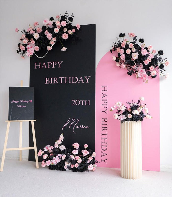 Pink Black Artificial Flower Wedding Party Birthday Backdrop Decor CH4429