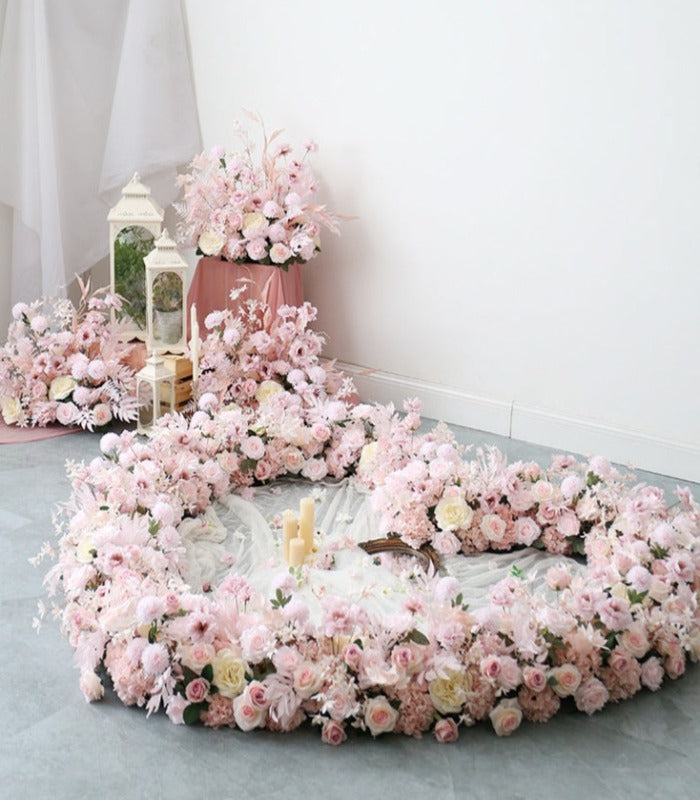 Pink Rose Hydrangea Artificial Flower Arrangement Row Wedding Party Birthday Backdrop Decor CH5044-6