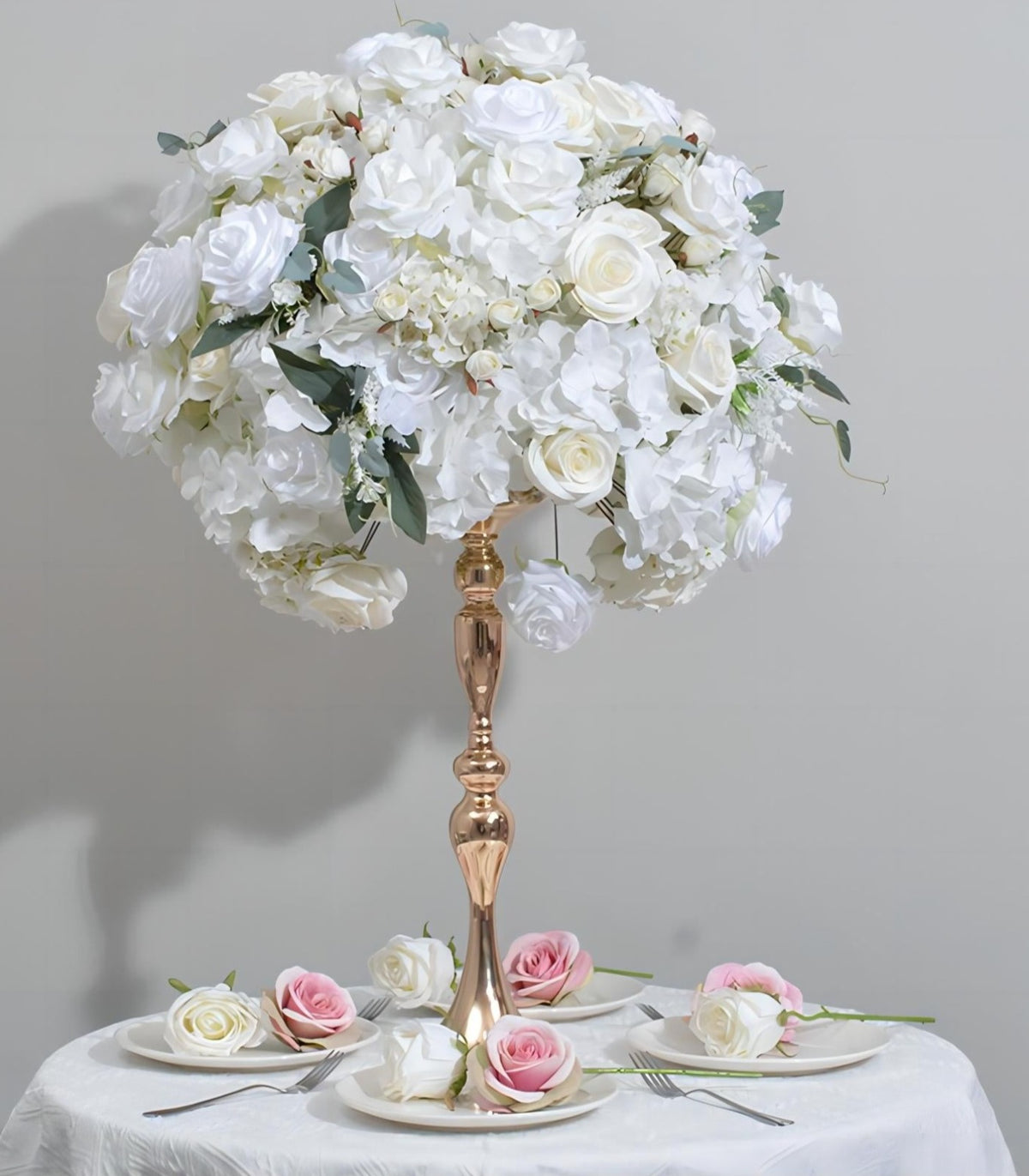 60cm White Hydrangea Rose Artificial Flower Wedding Party Birthday Backdrop Decor CH7523