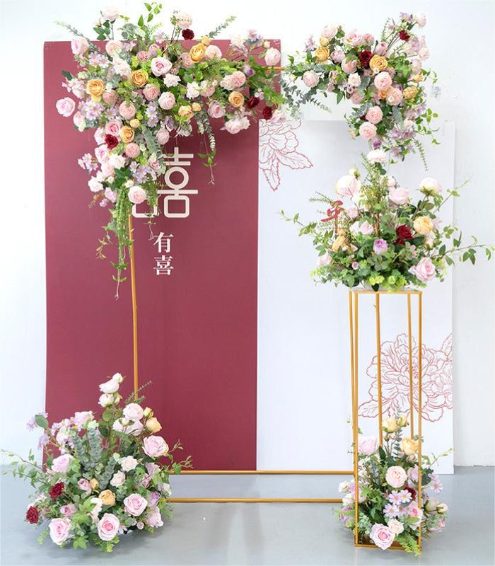 Pink Rose Eucalyptus Artificial Flower Wedding Party Birthday Backdrop Decor CH4135