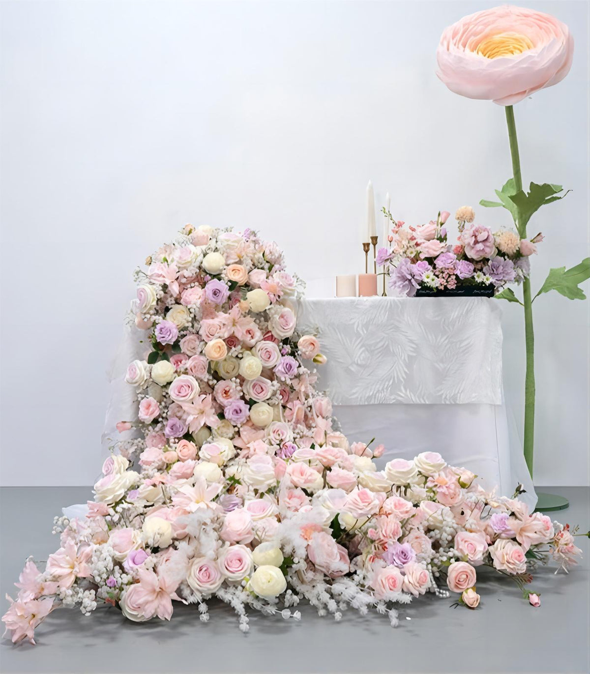 2.3*1.3m Champagne Pink Rose Artificial Flower Wedding Party Birthday Backdrop Decor CH9313-63