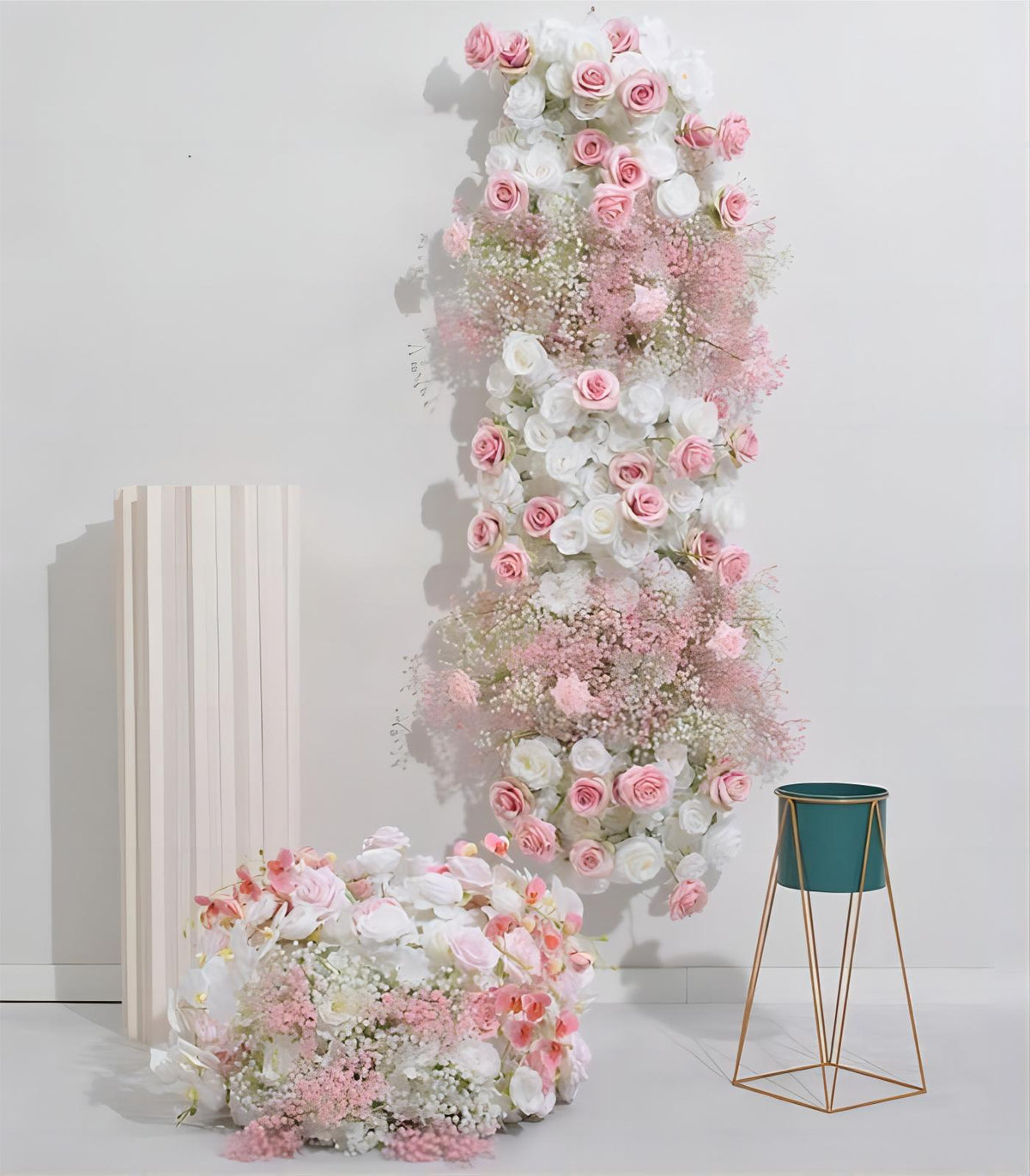 160*50cm Pink White Rose Babysbreath Artificial Flower Wedding Party Birthday Backdrop Decor CH9293