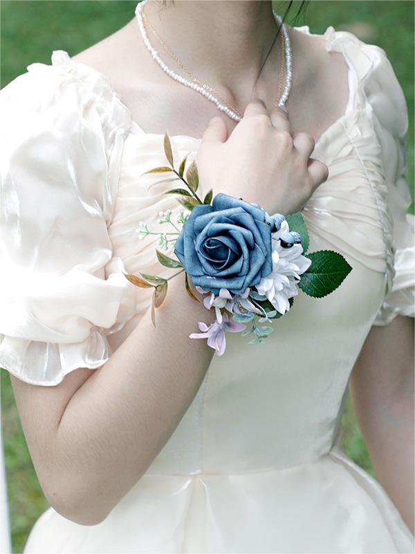 White & Blue Artificial Flower Wedding Bridal Bouquets SP1912