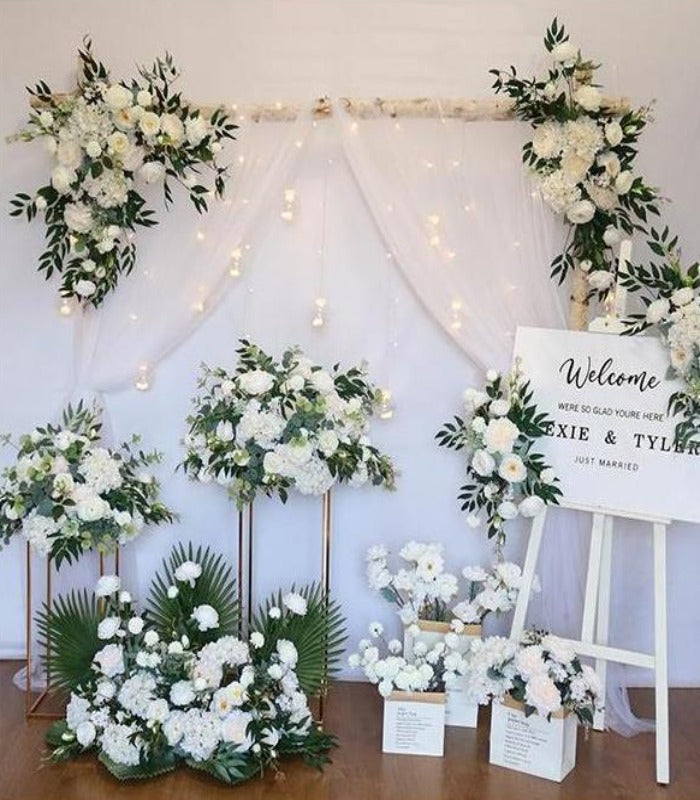 White Artificial Flower Wedding Party Birthday Backdrop Decor CH4051-1