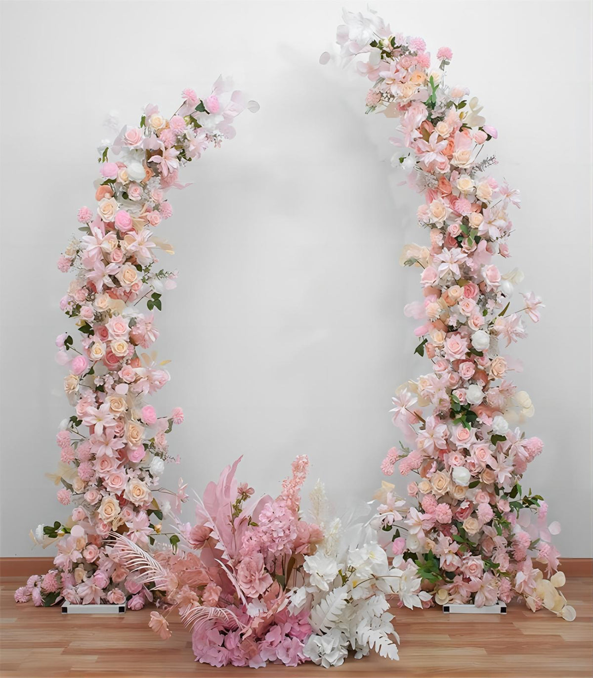Horn Arch Pink Lily Rose Artificial Flower Wedding Party Birthday Backdrop Decor CH9131-1