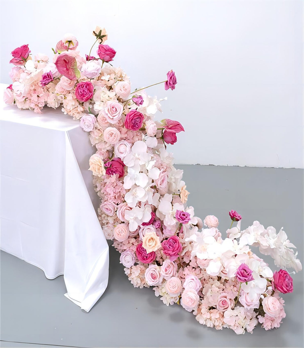 45*200cm White Pink Hydrangea Rose Artificial Flower Wedding Party Birthday Backdrop Decor CH9623-2