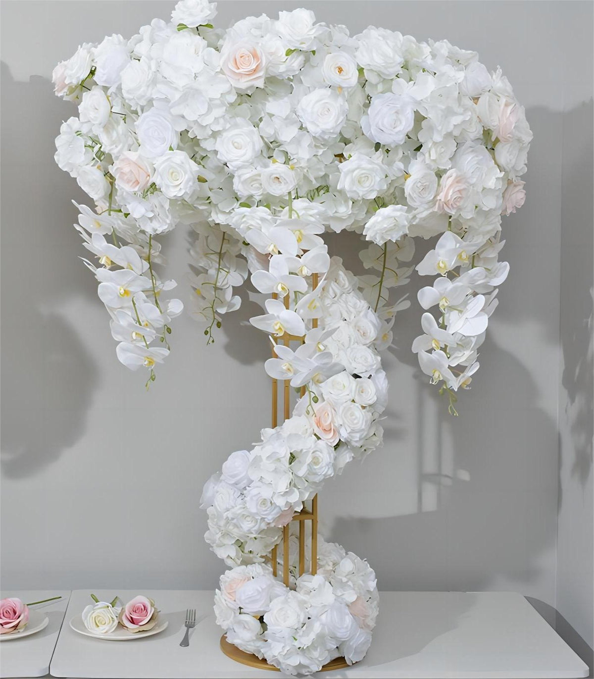 White Phalaenopsis Rose Artificial Flower Wedding Party Birthday Backdrop Decor CH9313-82