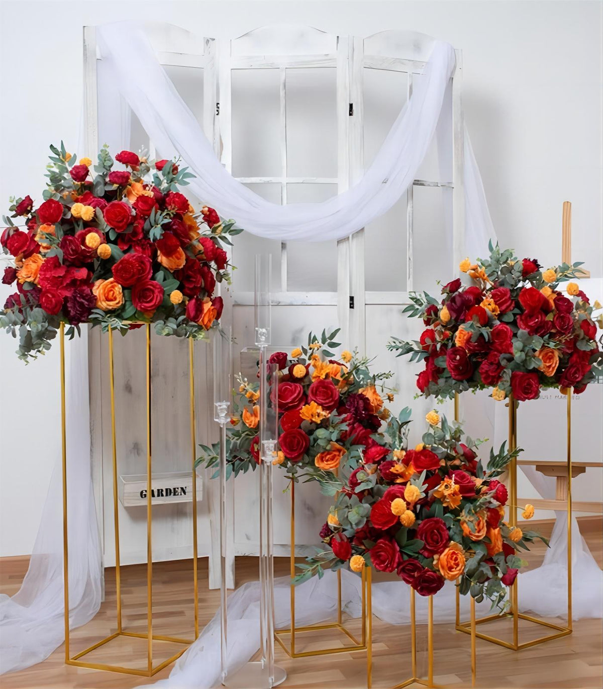 Red Orange Hydrangea Camellia Artificial Flower Wedding Party Birthday Backdrop Decor CH9202-1