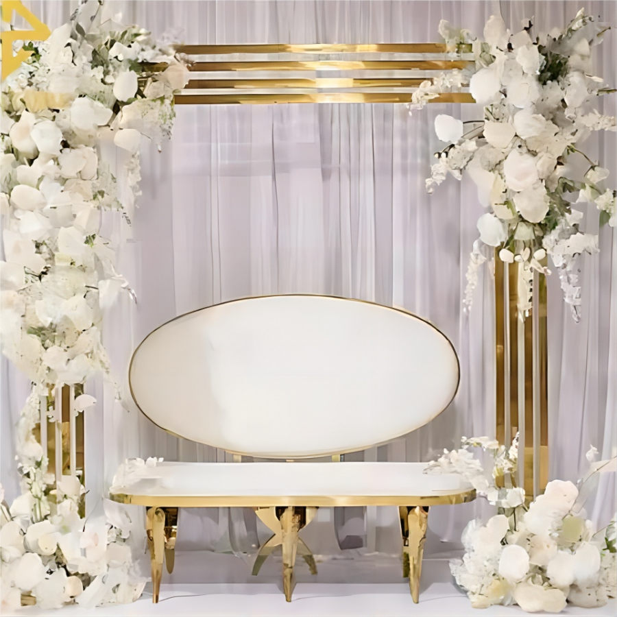 Gold Plated Party Stand Flower Stand Wedding Arch Party Birthday Backdrop HJ9006