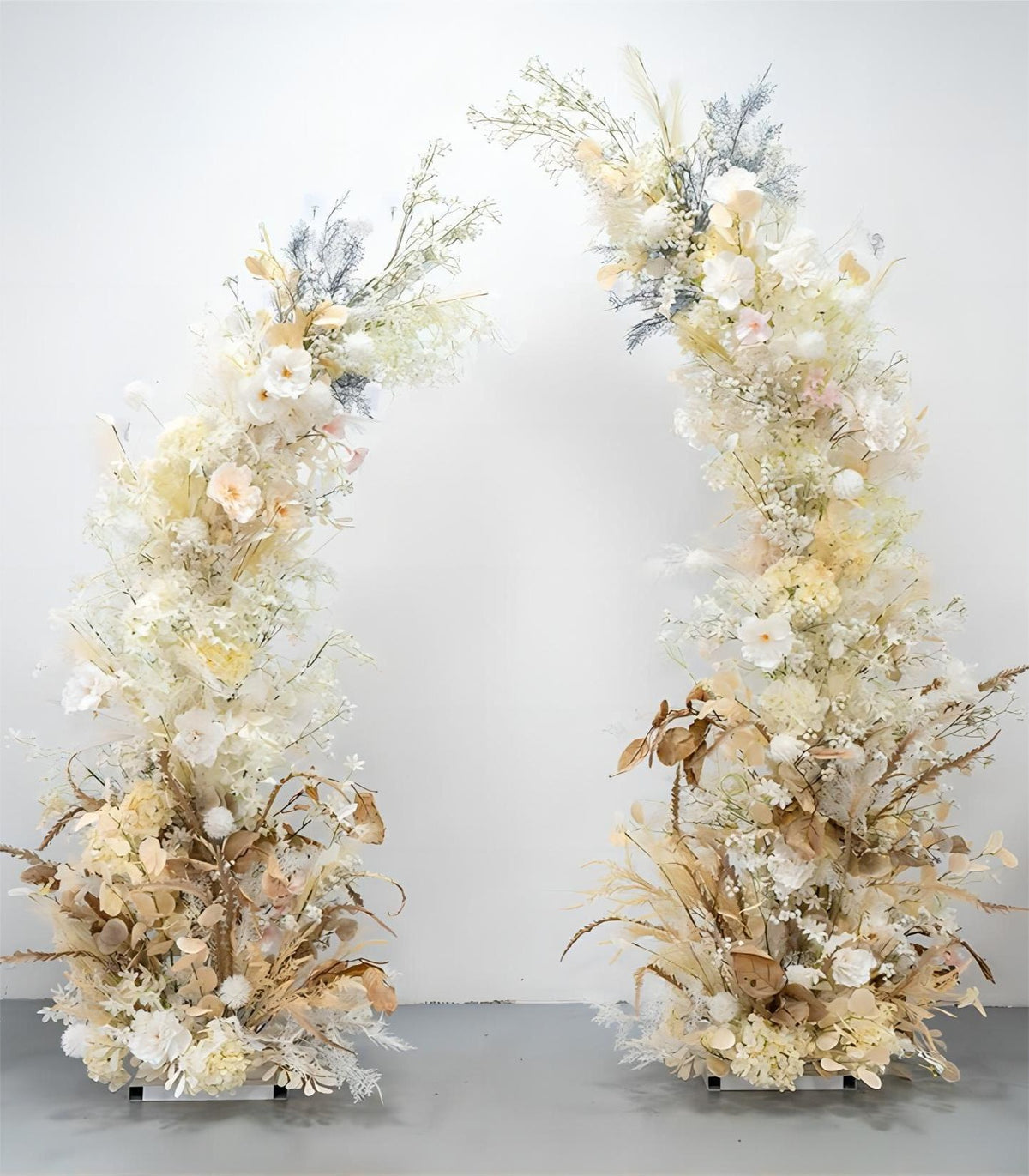 Horn Arch Beige Champagne Reed Artificial Flower Wedding Party Birthday Backdrop Decor CH9686-1