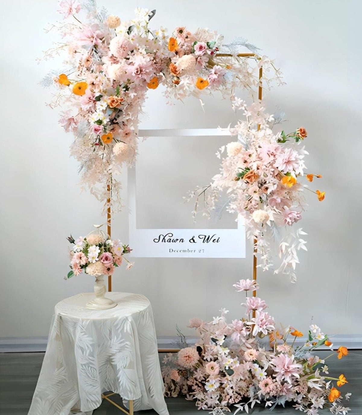 Pink Champagne Dahlia Ball Chrysanthemum Artificial Flower Wedding Party Birthday Backdrop Decor CH9641