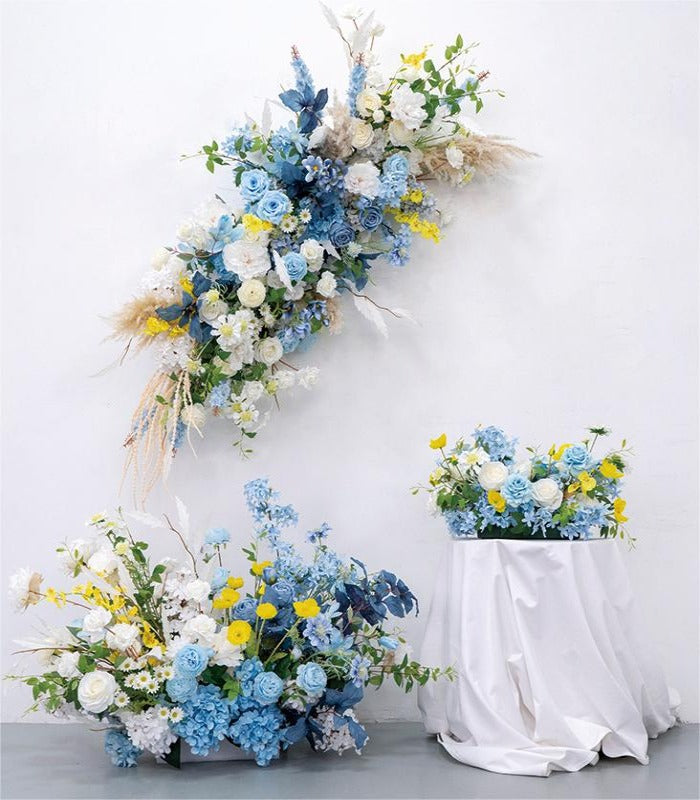 White Blue Peony Orchid Artificial Flower Wedding Party Birthday Backdrop Decor CH4081