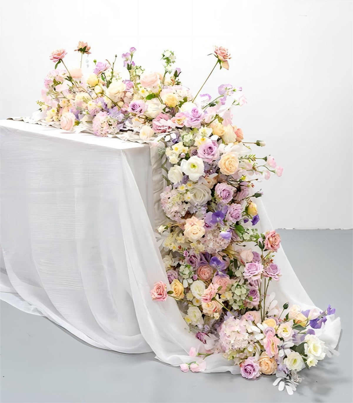 40*230cm Purple Champagne Hydrangea Rose Artificial Flower Wedding Party Birthday Backdrop Decor CH9623