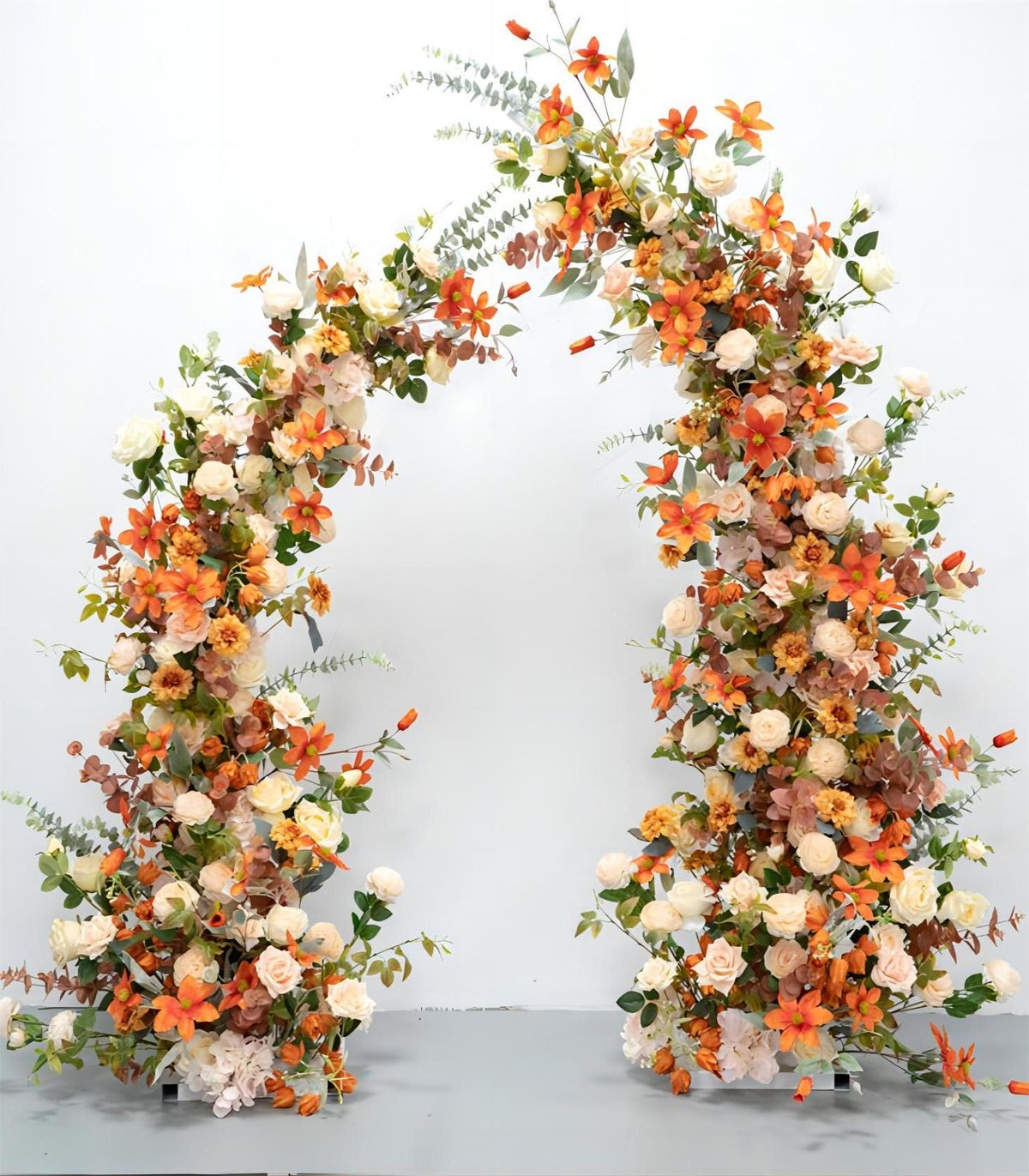 Horn Arch Orange Peony Lily Artificial Flower Wedding Party Birthday Backdrop Decor CH9686-2