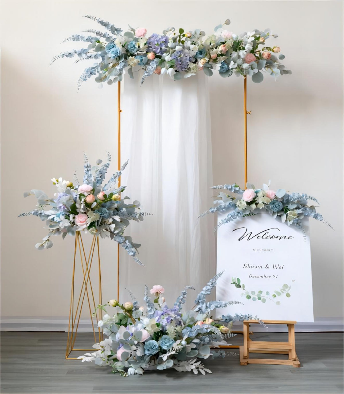 Dust Blue Blush Hydrangea Peony Artificial Flower Wedding Party Birthday Backdrop Decor CH7501