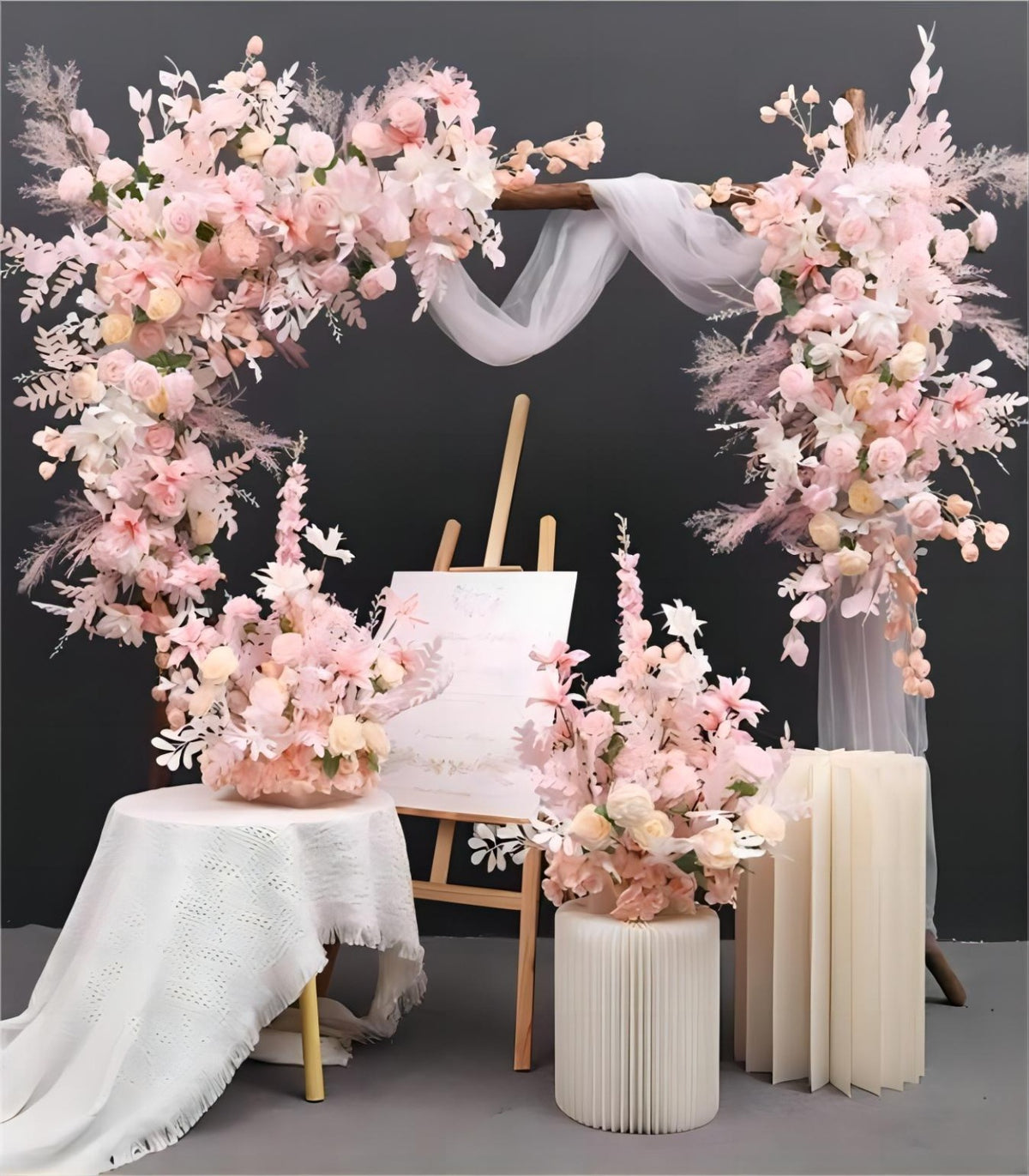 Pink Lily Rose Artificial Flower Wedding Party Birthday Backdrop Decor CH9124-3