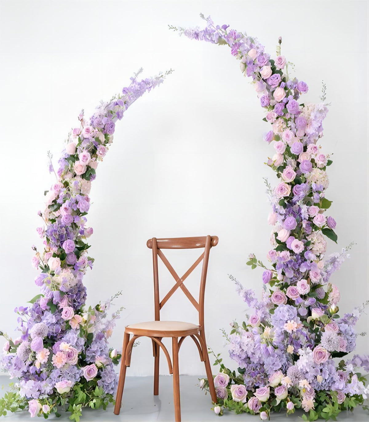 Horn Arch Purple Delphiniums Artificial Flower & High Low Arch Wedding Party Birthday Backdrop Decor CH9698