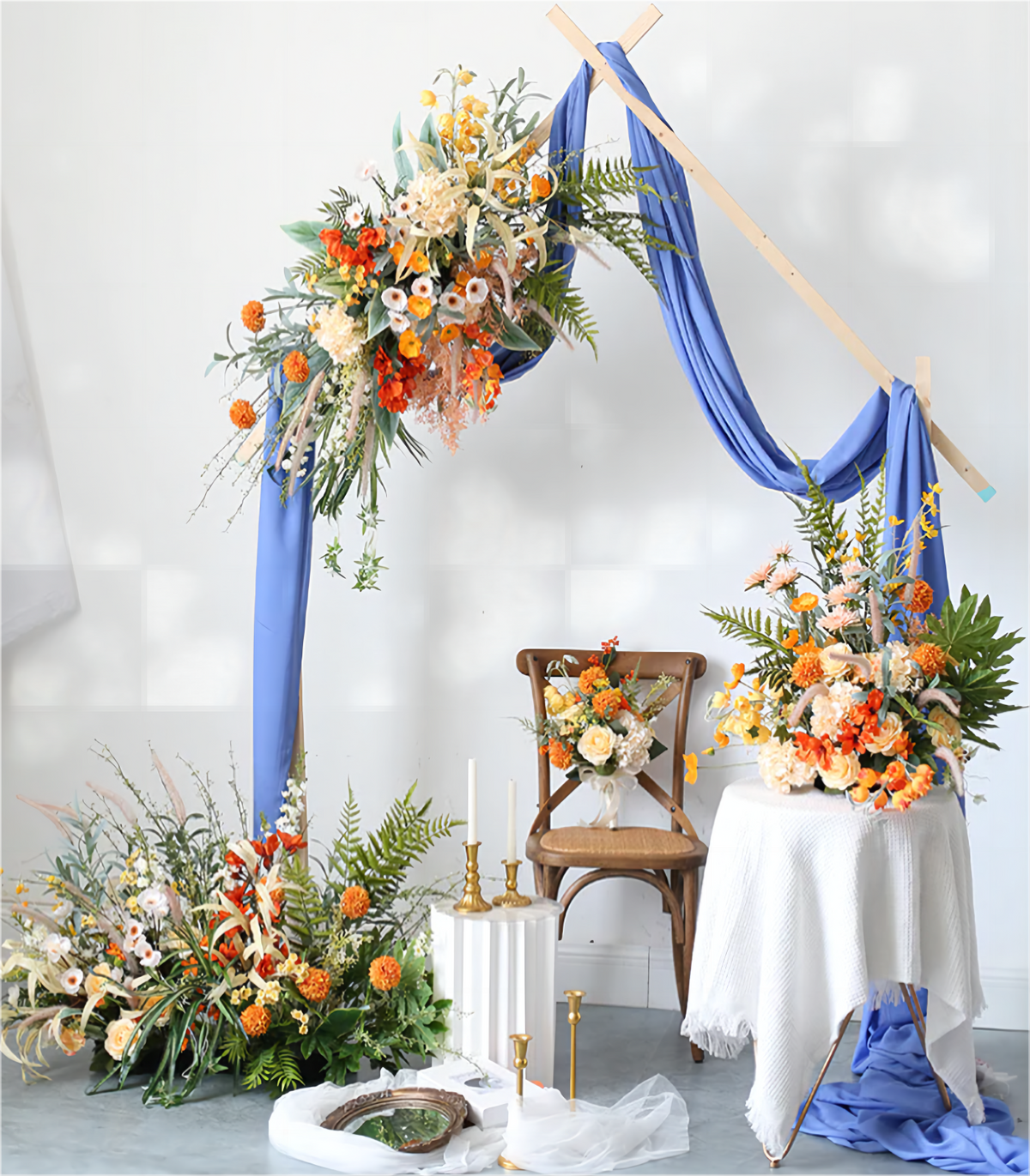 Orange Hydrangea Orchid Artificial Flower Arrangement Row Wedding Party Birthday Backdrop Decor CH5023
