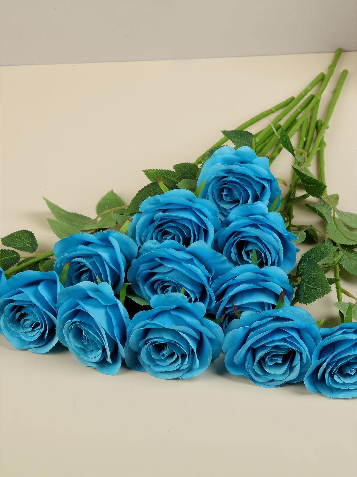 Indigo Artificial Rose Flowers With Long Stems Wedding Bouquet Centerpieces Decorations HH8043
