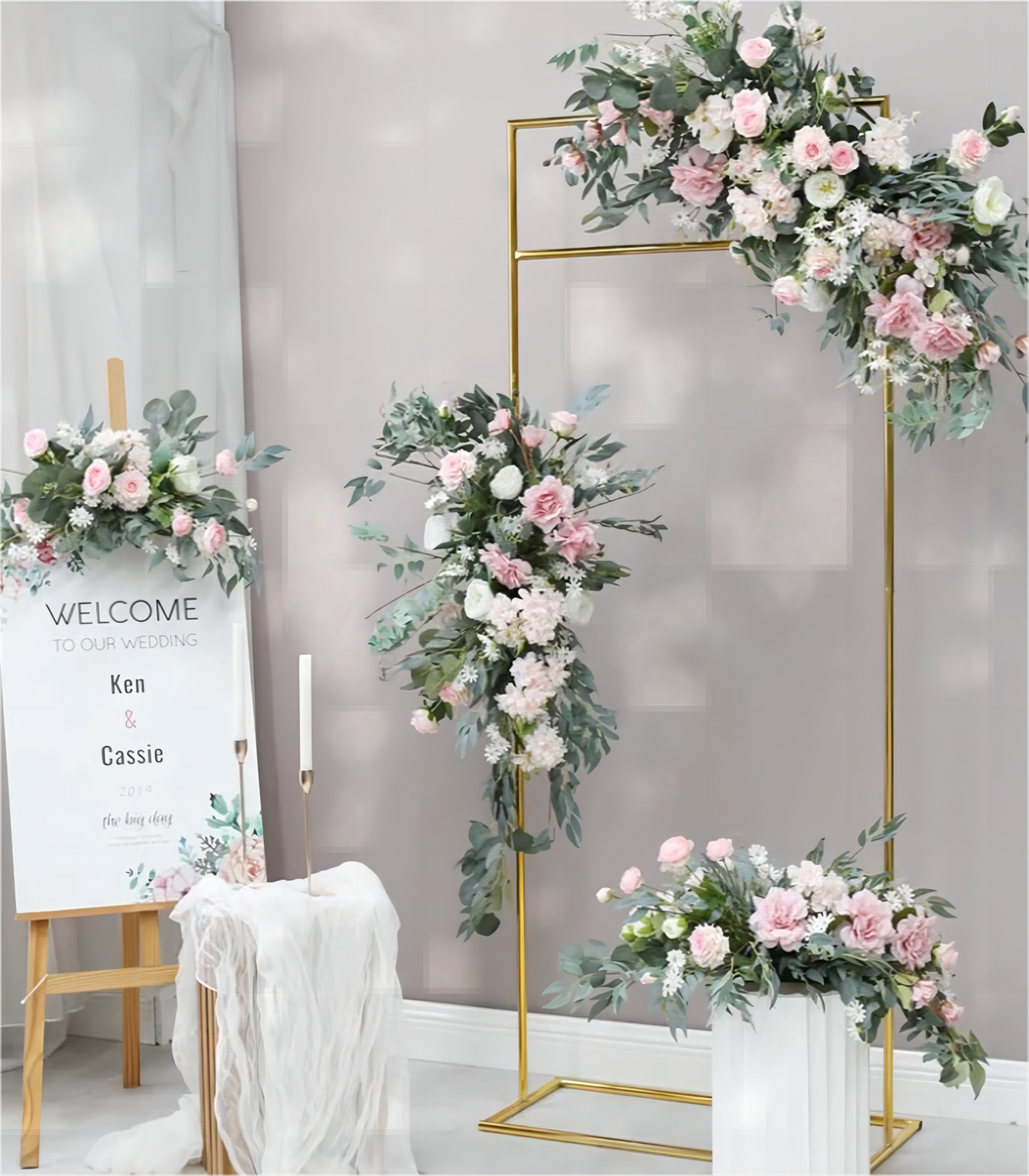Pink Peony Hydrangea Artificial Flower Arrangement Row Wedding Party Birthday Backdrop Decor CH5041