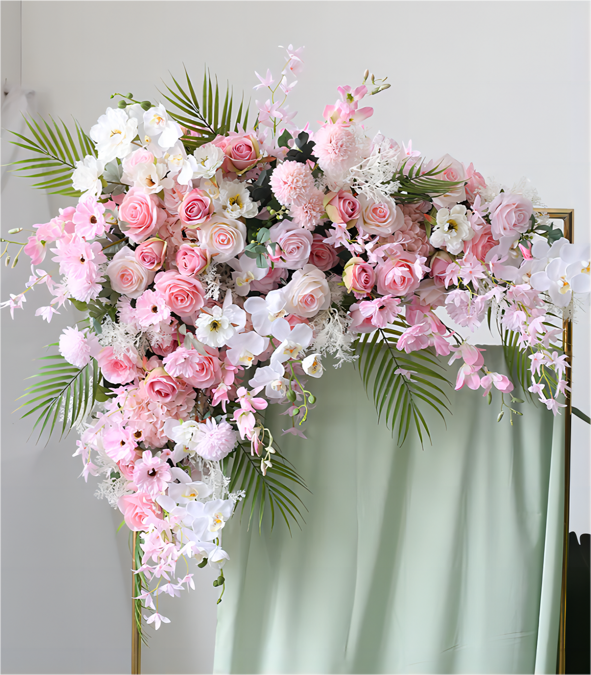White Pink Phalaenopsis Rose Artificial Flower Arrangement Row Wedding Party Birthday Backdrop Decor CH5045