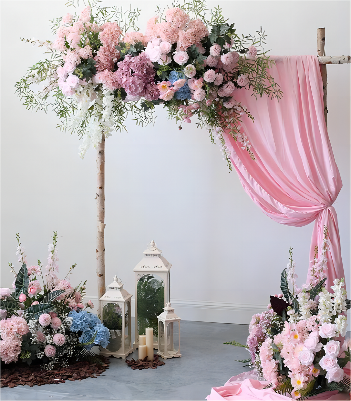 Pink Blue Hydrangea Orchid Artificial Flower Arrangement Row Wedding Party Birthday Backdrop Decor CH5046