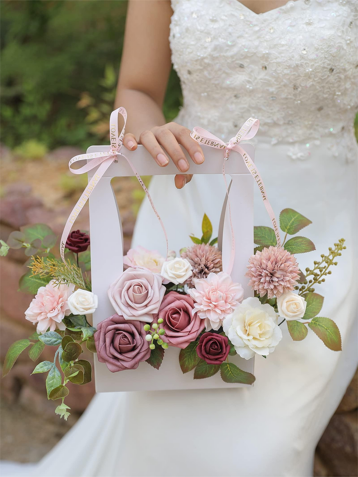 Dust Rose Fake Floral Artificial Flowers DIY Wedding Bouquet Box Set HH1511