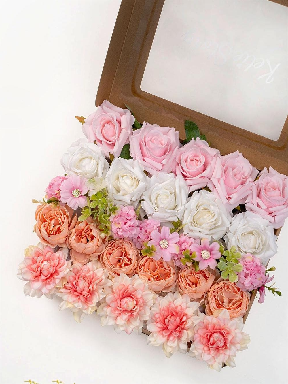 Pink Fake Floral Artificial Flowers DIY Wedding Bouquet Box Set HH1937