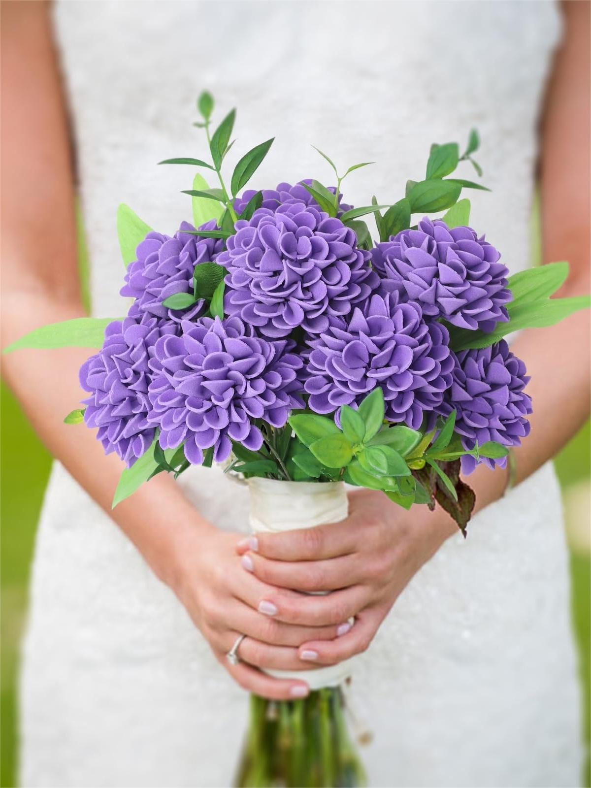 Purple Fake Floral Artificial Flowers DIY Wedding Bouquet Box Set HH1336-4