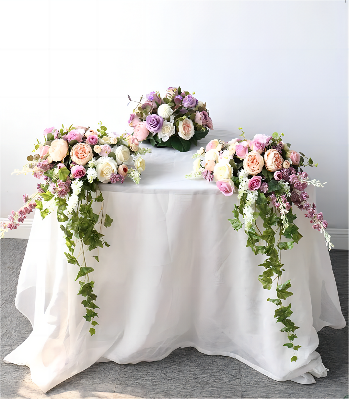 White Purple Peony Orchid Artificial Flower Arrangement Row Wedding Party Birthday Backdrop Decor CH5035