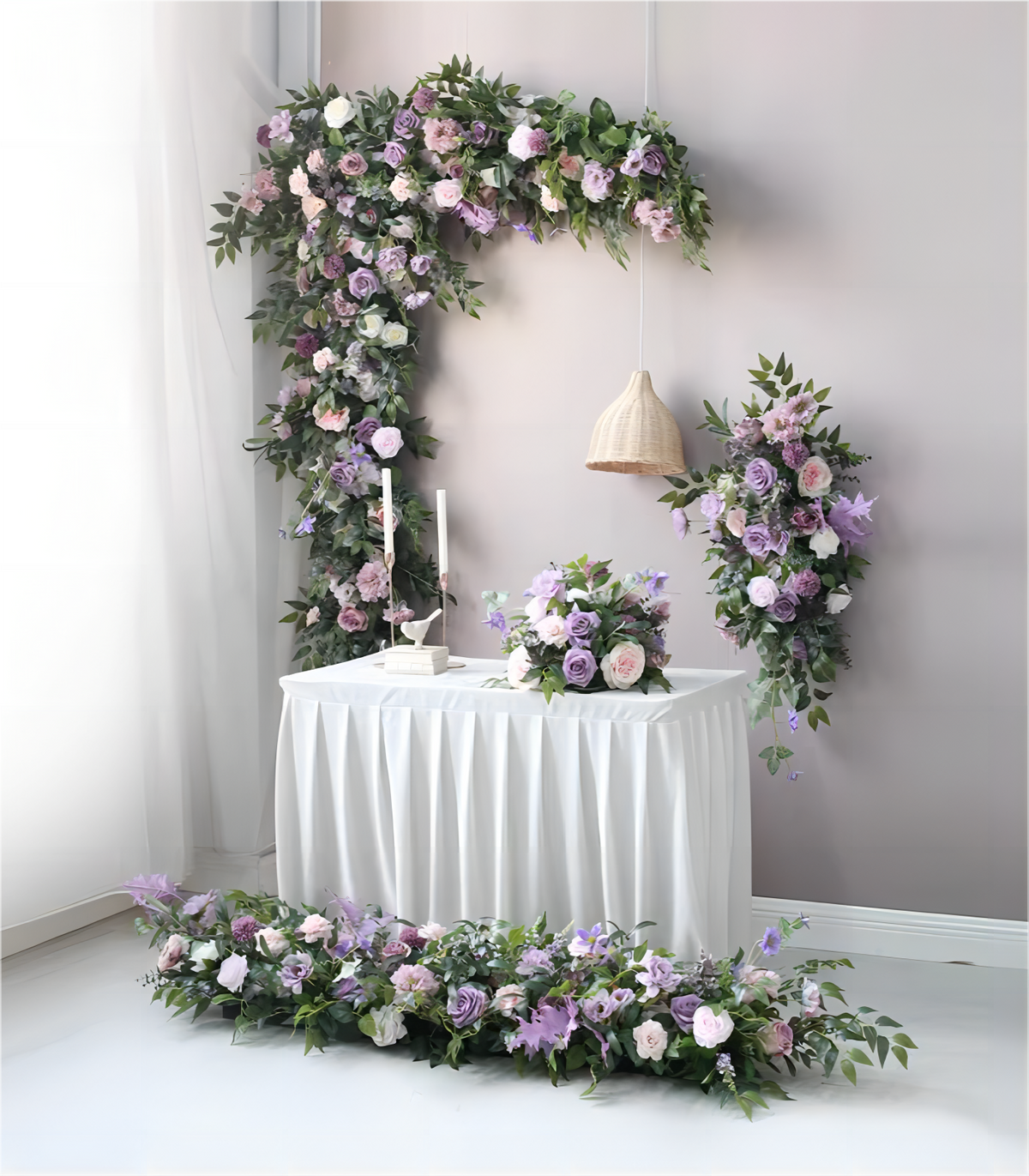 Purple Orchid Peony Artificial Flower Arrangement Row Wedding Party Birthday Backdrop Decor CH5038