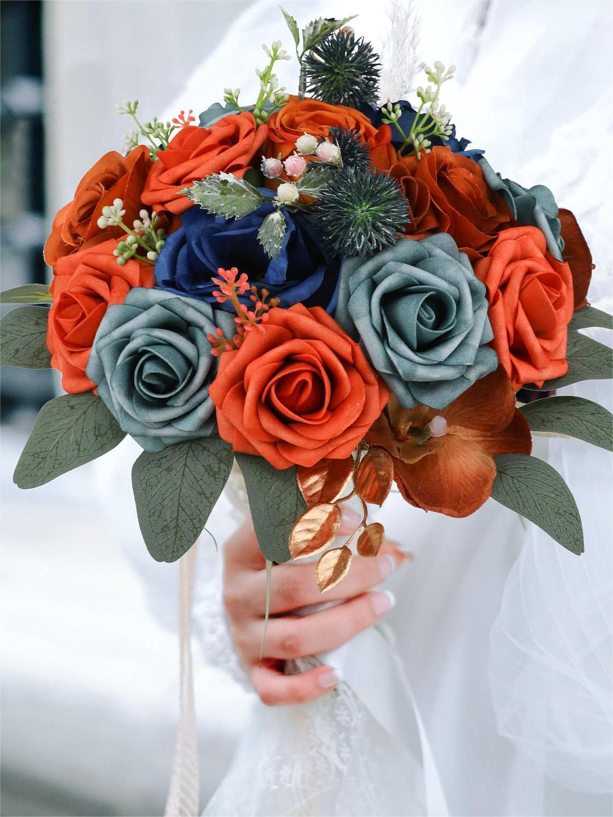 Fake Floral Artificial Flowers DIY Wedding Bouquet Box Set HH1093