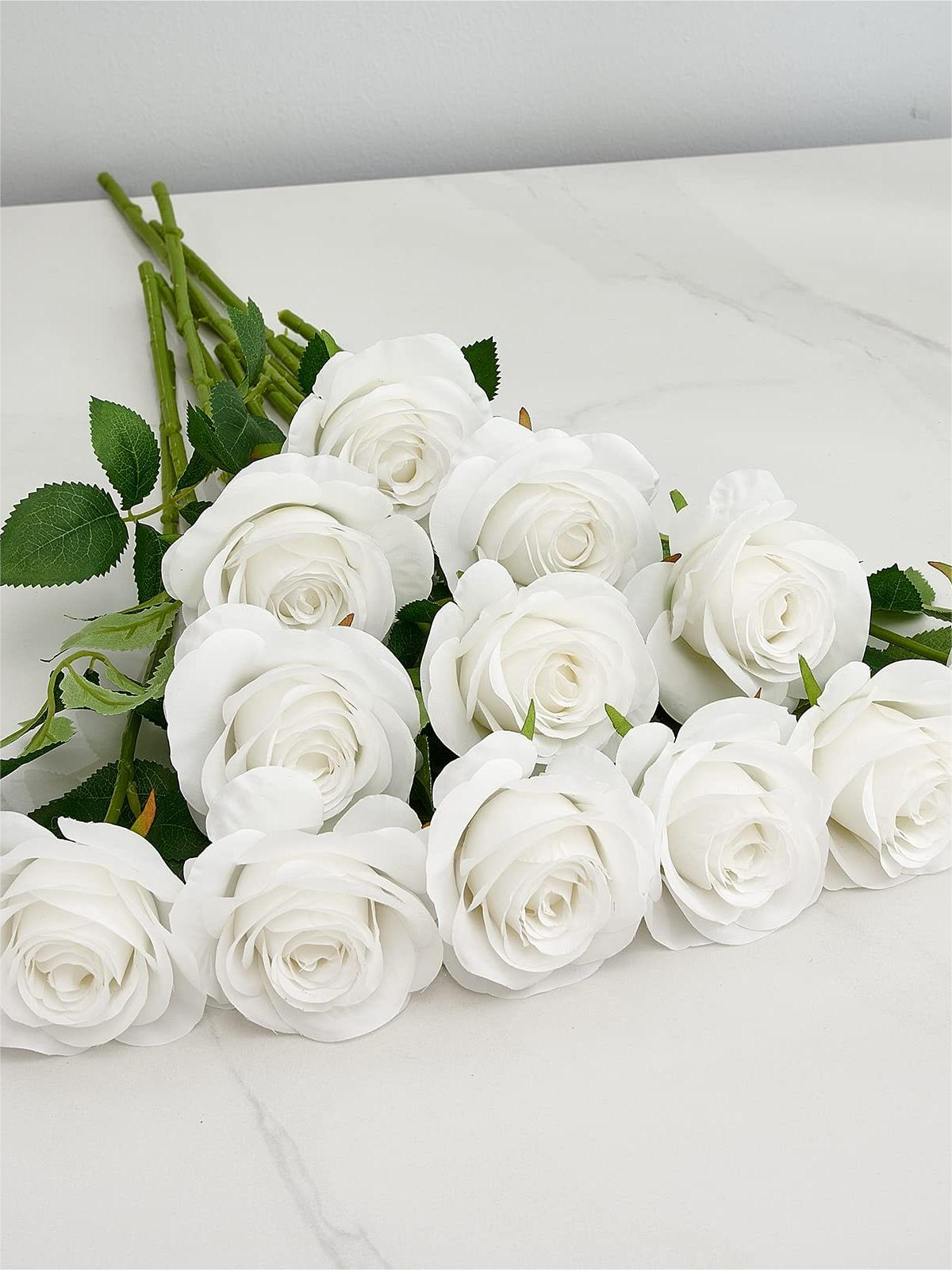 White Artificial Rose Flowers With Long Stems Wedding Bouquet Centerpieces Decorations HH8051