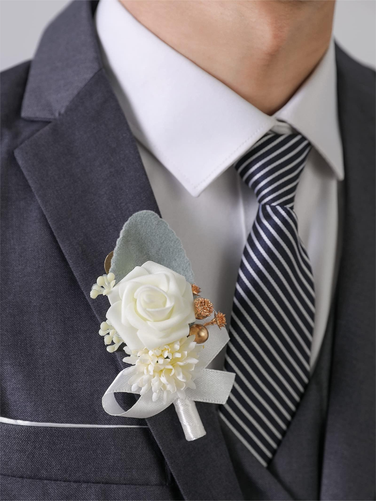 White Cream Artificial Flower Wedding Boutonnieres LH2044